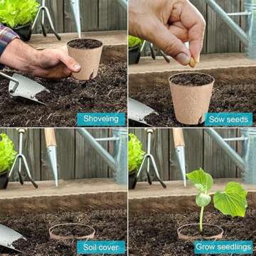 ANGTUO 102 Pcs Peat Pots for Seedlings, 3.14 inch Biodegradable Seed Nursery Pot with Drainage Holes, Seedling Pots Include 50 Labels
