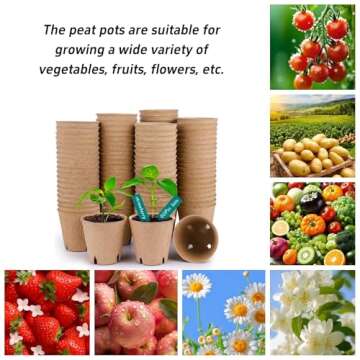 ANGTUO 102 Pcs Peat Pots for Seedlings, 3.14 inch Biodegradable Seed Nursery Pot with Drainage Holes, Seedling Pots Include 50 Labels