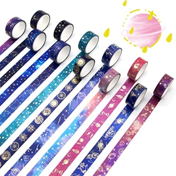 Vibrant Gold Foil Galaxy Washi Tape Set - 24 Rolls