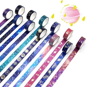 Vibrant Gold Foil Galaxy Washi Tape Set - 24 Rolls
