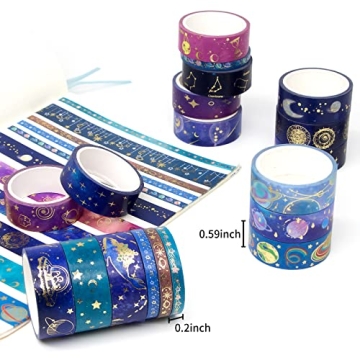 Vibrant Gold Foil Galaxy Washi Tape Set - 24 Rolls