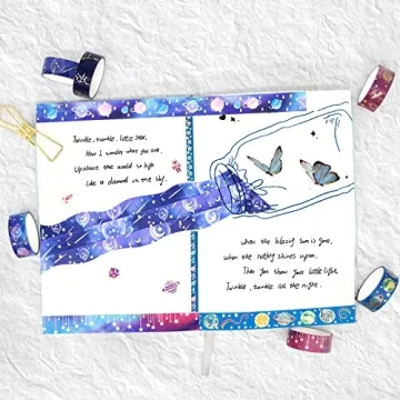 Vibrant Gold Foil Galaxy Washi Tape Set - 24 Rolls