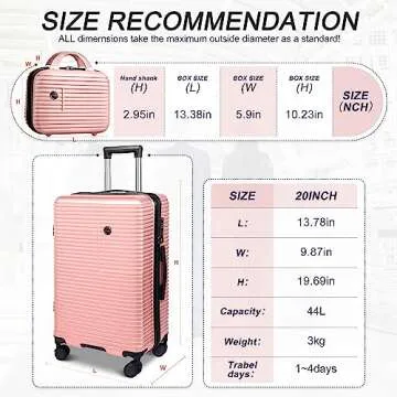 Carry On Luggage Set 2 Piece PC+AB Hardshell 20 inch Suitcases with Spinner Wheels Airline Approved.