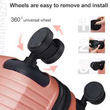 Carry On Luggage Set 2 Piece PC+AB Hardshell 20 inch Suitcases with Spinner Wheels Airline Approved.