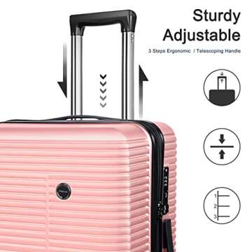 Carry On Luggage Set 2 Piece PC+AB Hardshell 20 inch Suitcases with Spinner Wheels Airline Approved.