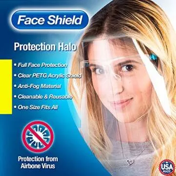 ArtToFrames Protective Face Shield 3 Pack, Made in The USA, Fully Transparent Face and Eye Protection from Droplets and Saliva with Reusable Glasses and Replaceable Shield, Anti-Fog