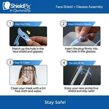 ArtToFrames Protective Face Shield 3 Pack, Made in The USA, Fully Transparent Face and Eye Protection from Droplets and Saliva with Reusable Glasses and Replaceable Shield, Anti-Fog