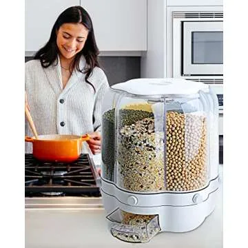 WOWFUNNY Grain Dispenser 11 Qt - Compact 6-Compartment Storage Solution