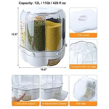 WOWFUNNY 11 Qt Rotating Grain Dispenser for Small Grains