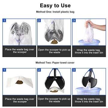 Balhvit Non-Breakable Pet Pooper Scooper for Dogs, Portable Dog Pooper Scooper with Long Handle & High Strength Durable Spring, Foldable Dog Poop Waste Pick Up Rake, Jaw Claw Bin for Grass (Blue)