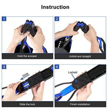 Balhvit Non-Breakable Pet Pooper Scooper for Dogs, Portable Dog Pooper Scooper with Long Handle & High Strength Durable Spring, Foldable Dog Poop Waste Pick Up Rake, Jaw Claw Bin for Grass (Blue)