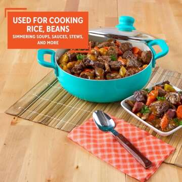 IMUSA USA, T Caldero (Dutch Oven) with Glass Lid Ceramic Interior 3.2-Quart, Teal