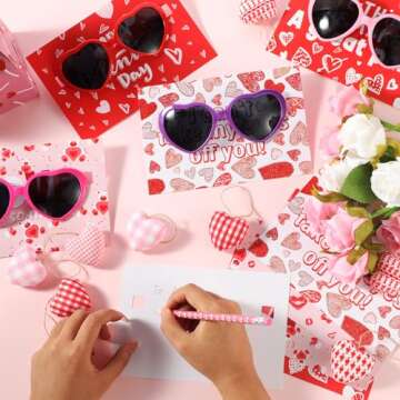 Kathfly Heart Shaped Glasses for Kids - 30 Packs with Cards