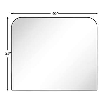 VANA NALA 34x40'' Large Matt Black Arched Mantel Mirror Rounded Corner Wall Mirror for Bathroom, Living Room or Powder Room