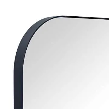VANA NALA 34x40'' Large Matt Black Arched Mantel Mirror Rounded Corner Wall Mirror for Bathroom, Living Room or Powder Room