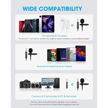 PopVoice 16ft Lavalier Microphone for Crystal Clear Audio