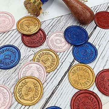 25Pcs Pink Letter I Adhesive Wax Seal Stickers, Hand-Made, No Need Seal Stamp, Tear and Use Wax Stickers for Wedding Invitations, Envelopes, Christmas Gift