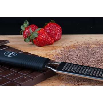 BelleGuppy Lemon Zester & Cheese Grater, Professional Zesting tool for Parmesan, Citrus, Ginger, Nutmeg, Garlic, Chocolate, Fruits, Razor-Sharp Stainless Steel Blade Protective cover, Dishwasher Save