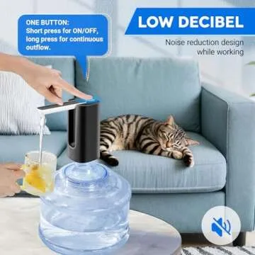 Foldable Water Dispenser for 5 Gallon Bottle, Electric Water Pump for 5 Gallon Jug Rechargable Portable Automatic Low Decibel for Camping Travel Home Kitchen Office (Black)