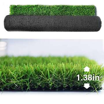 Petgrow Synthetic Artificial Grass Turf Lawn 13FTX28FT, 1.38" Outdoor/Indoor Fake Grass Rug Astrotur...