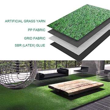 Petgrow Synthetic Artificial Grass Turf Lawn 13FTX28FT, 1.38" Outdoor/Indoor Fake Grass Rug Astroturf for Dogs,Faux Grass Rug with Drainage Holes/Custom Size Provided