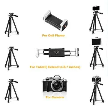 Versatile 50” Tripod for Phone Tablet Camera Use
