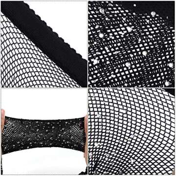 Aneco 2 Pairs Plus Size Fishnets Sparkle Diamond Cross Mesh Tights Woman Sexy Black Tights Pantyhose Stockings
