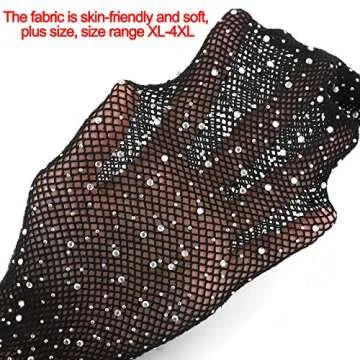 Aneco 2 Pairs Plus Size Fishnets Sparkle Diamond Cross Mesh Tights Woman Sexy Black Tights Pantyhose Stockings