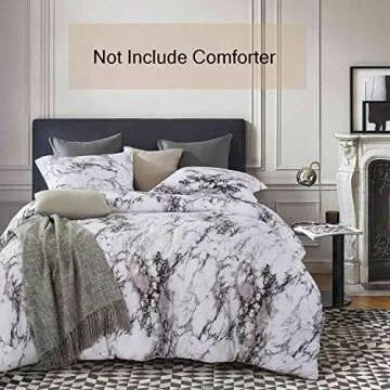 Nanko Queen Bedding Duvet Cover Set White and Black Marble Printed 3 Piece - 1000 - TC Luxury Microf...