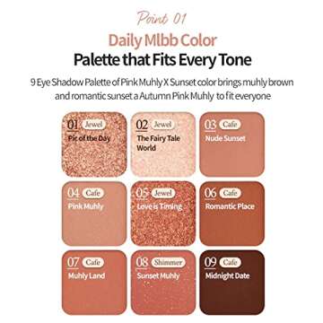 ETUDE Play Color Eyes #Pink Muhly Romance | 9 Color Eye Shadow with Warm and Soft Autumn Colors | Eye Makeup | Korean Beauty