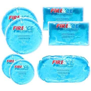 Fire & Ice Hot Cold Gel Packs-7 Reusable Packs in 4 Sizes for Multiple Applications – Muscle & Joi...