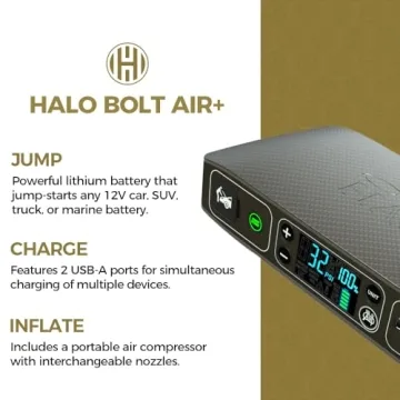 HALO Bolt Air + Jump Starter and Air Compressor for Vehicles