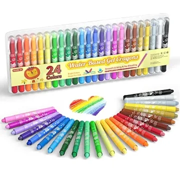 Shuttle Art 24 Colors Gel Crayons for Toddlers, Non-Toxic Twistable Crayons Set for Kids Children Co...