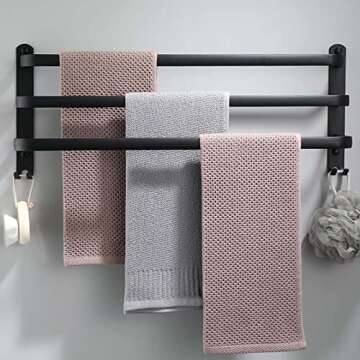 Black Towel Bar Towel Rack, 24 Inch Towel Racks for Bathroom Wall Mounted, Hand Towel Holder Bathroo...