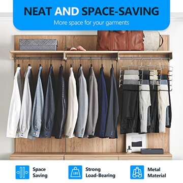 Pants Hangers 4 Pieces,5 Tier Closet Organizers and Storage Clothes Hangers,Hangers Space Saving wit...