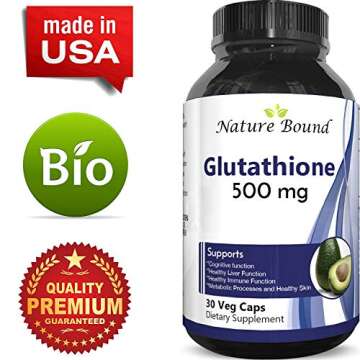 Pure Reduced Glutathione Supplement Whitening Pills #1 Potent Antioxidant Anti-Aging Reduce Dark Spots Healthy Detox Powerful Amino Acids for Brain Skin and Immune System Women and Men