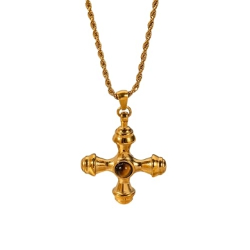 Stylish HOHOPEACH 18K Gold Cross Necklace for All Occasions