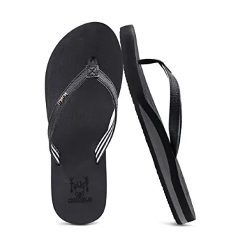 KuaiLu Women's Arch Support Flip Flops - Comfortable Yoga Mat Cushioned Sandals