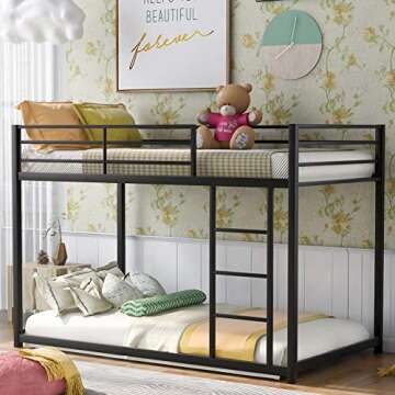 Harper & Bright Designs Metal Bunk Beds for Kids,Twin Over Twin Bunk Beds Low Profile, No Box Spring Needed