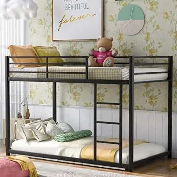 Harper & Bright Designs Metal Bunk Beds for Kids,Twin Over Twin Bunk Beds Low Profile, No Box Spring Needed