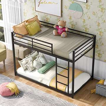 Harper & Bright Designs Metal Bunk Beds for Kids,Twin Over Twin Bunk Beds Low Profile, No Box Spring Needed