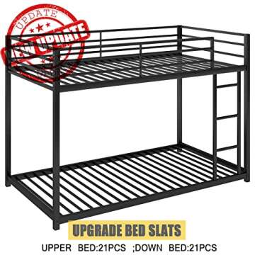 Harper & Bright Designs Metal Bunk Beds for Kids,Twin Over Twin Bunk Beds Low Profile, No Box Spring Needed