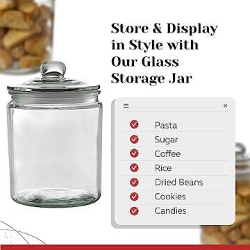 Glass Jars with Lids - 30 oz. Clear Airtight Jar Glass Canisters Used As Candy Jars, Cookie Jars, & Pantry Jars - Multipurpose Storage Jars Glass Canisters Sets for the Kitchen by PARNOO - 3 Pcs.