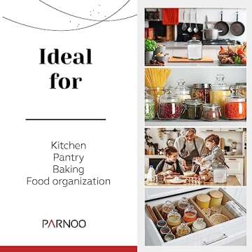 Glass Jars with Lids - 30 oz. Clear Airtight Jar Glass Canisters Used As Candy Jars, Cookie Jars, & Pantry Jars - Multipurpose Storage Jars Glass Canisters Sets for the Kitchen by PARNOO - 3 Pcs.