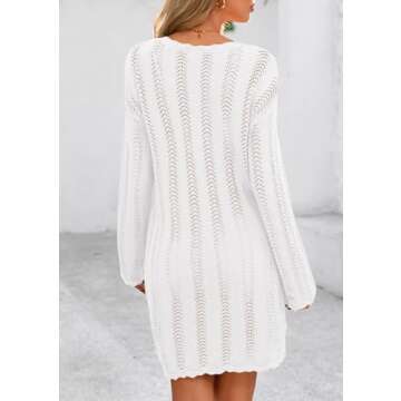 PRETTYGARDEN Women's Swimsuit Cover Up 2025 Summer Bathing Suit Swimwear Crochet Knit Dress Fashion ...