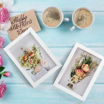 Hacaroa 6 Pack 4 x 6 Inches Shadow Box Frame, Small Wood Frame Memory Display Cases,1.2in Depth Picture Frame Case for Dried Flowers, DIY Craft, Memorabilia, Medals and Photos, White