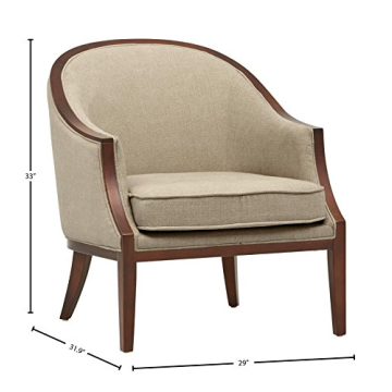 Amazon Brand – Stone & Beam Ashbury Modern Exposed Wood Accent Chair, Hemp, 31.8" D x 29" W x 33" H