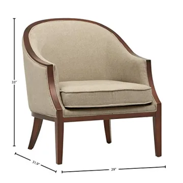 Amazon Brand – Stone & Beam Ashbury Modern Exposed Wood Accent Chair, Hemp, 31.8" D x 29" W x 33" H