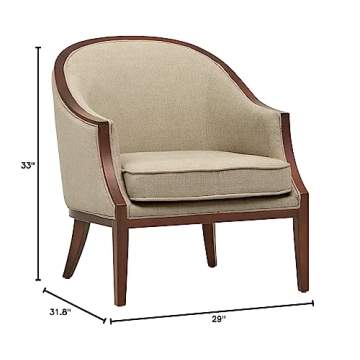 Amazon Brand – Stone & Beam Ashbury Modern Exposed Wood Accent Chair, Hemp, 31.8" D x 29" W x 33" H