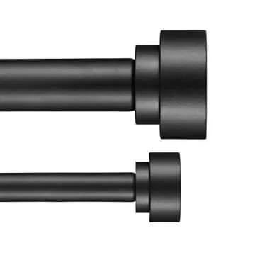 Heavy Duty Double Curtain Rods in Matte Black - 36" to 72"